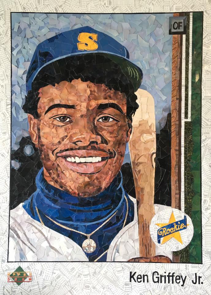 Happy Birthday, Kid!  Here is Ken Griffey Jr\s 1989 Upper Deck RC.....made from cut UD baseball commons. 