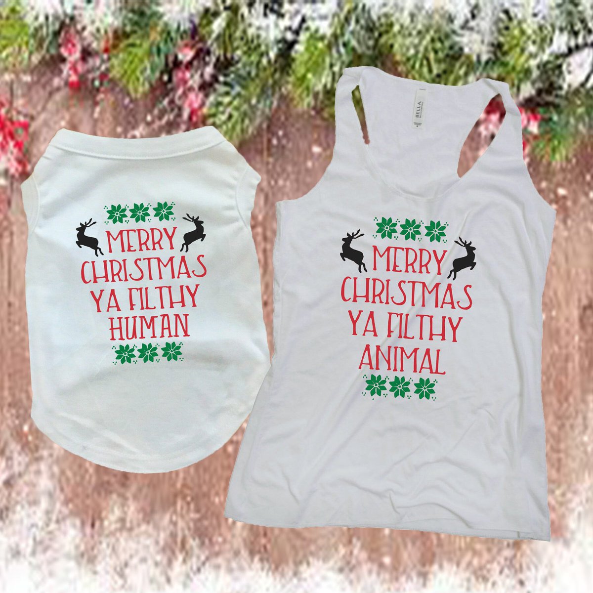 MyBdDesign's tweet photo. Excited to share this item from my #etsy shop:  #dogowneranddog #owneranddogmatch #holidayshirt #holidaydog #funnychristmastank https://t.co/WV09cA27SS https://t.co/f8IADFP5gd