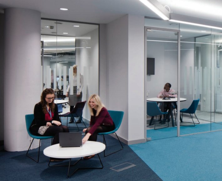Desso_UK's tweet photo. .@NorthumbriaUni wanted to create a fresh look in their Pandon Building. The final vibrant creation, makes use of the building's unusual shape, combining our Salt and Rock #carpet tiles! #interiors #interiordesign https://t.co/WHRZ0KPYF6