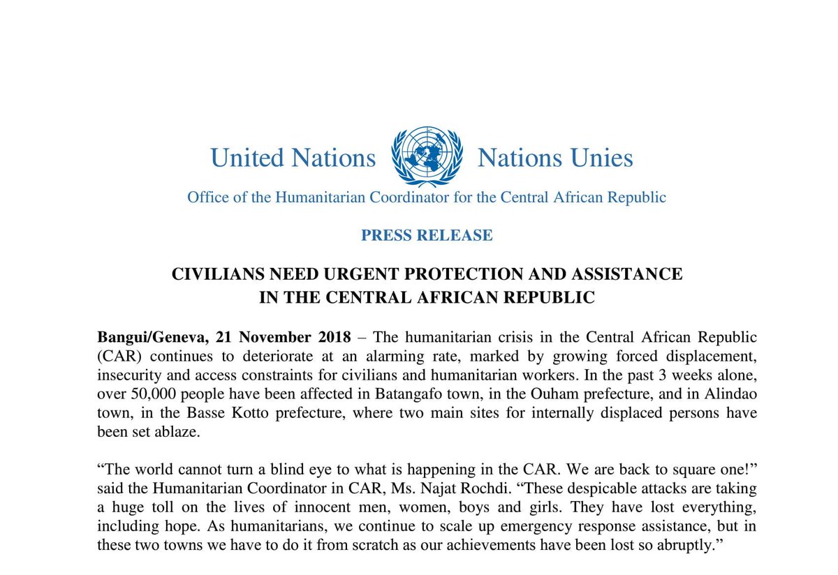 OCHA_CAR's tweet photo. “The world cannot turn a blind eye to what is happening in #CARcrisis. We are back to square one!” said the Humanitarian Coordinator @rochdi_najat 

#NotaTarget 
#ProtractedCrisis

☞https://t.co/maMuNIXnoL https://t.co/VvIjSSF5y9