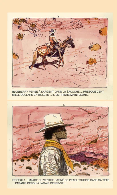 Blueberry Intégrale 8, Jean 'Moebius' Giraud. 
Last 2 pics: left Alternate Takes / right Final panels
https://t.co/PbkShBxokw 