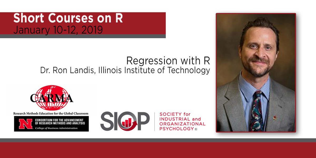 SIOP_ECC's tweet photo. Want to learn #Regression with #R, led by Dr. Ron Landis (@RonLandis8)?
https://t.co/KcppbxU4Ks
 Take a Deep Dive Into #Rstats January 10-12, 2019! 
7 courses to choose from in this @SIOPtweets/@CARMARME collaboration!
#IOPsych, #Statistics, #Rstudio, #DataScience, #DataAnalytics https://t.co/KrqCzLMIOC