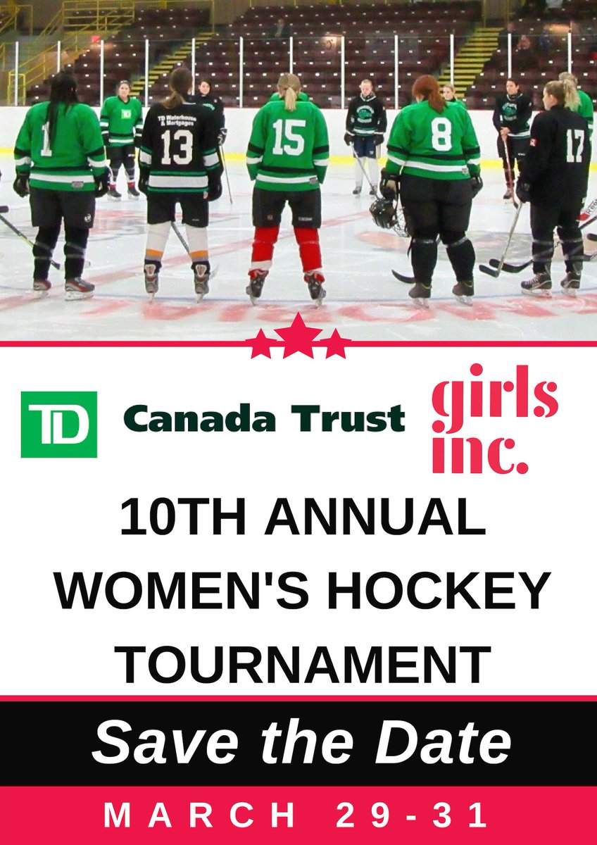 Registration is now open for our <a href="/TD_Canada/">TD (Canada)</a> Trust Women's Hockey Tournament March 29-31 All levels of play welcome  Tourney packages available bit.ly/2KoNNlg  
#womenshockey #StrongSmartBold <a href="/CHWomensHockey/">CARHA Women's Hockey</a>