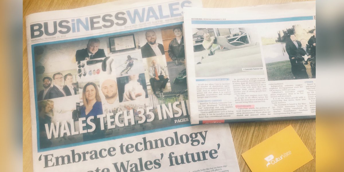 CulturVate's tweet photo. Find CulturVate in todayโs Business Wales, inside the Western Mail. ๐
Weโre so excited to make this yearโs Wales Tech 35!
#WCICTech #BusinessWales #Tech https://t.co/BaZujdUqnF