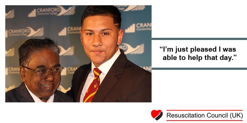 ResusCouncilUK's tweet photo. 16 year old Tejinder was late to school, but just in time to give life-saving CPR to 72 year old Antonio when he had a cardiac arrest. Read their story: https://t.co/7N1ryT644a https://t.co/9E2DEVSMzN