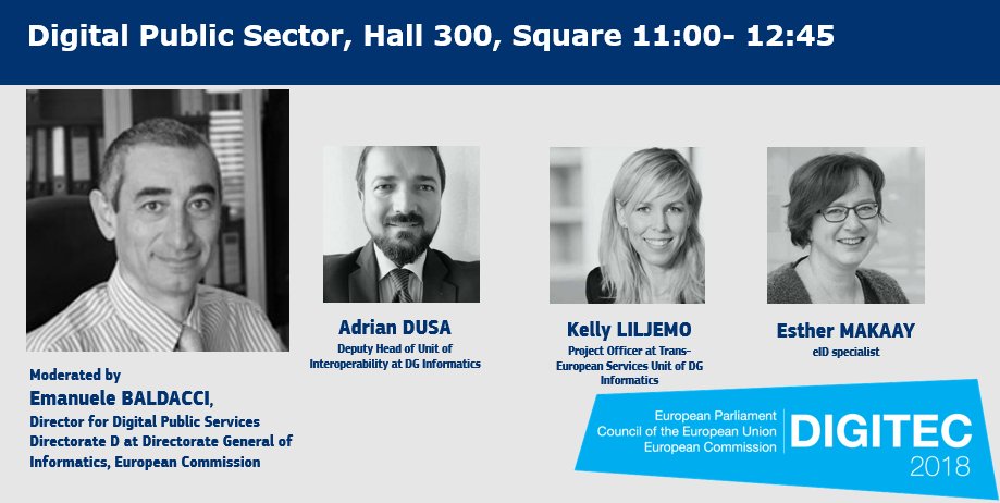 InteroperableEU's tweet photo. Did you miss the session on #Digital #publicsector moderated by @emibaldacci yesterday at #Digitec18? Check out the presentation online and learn the views of @adusa, @KLiljemo and @Makaay on #EIF, #interoperability, #eIDAS, #CEFDIGITAL: https://t.co/JD8dnCofkD https://t.co/kj3lyMRcTA