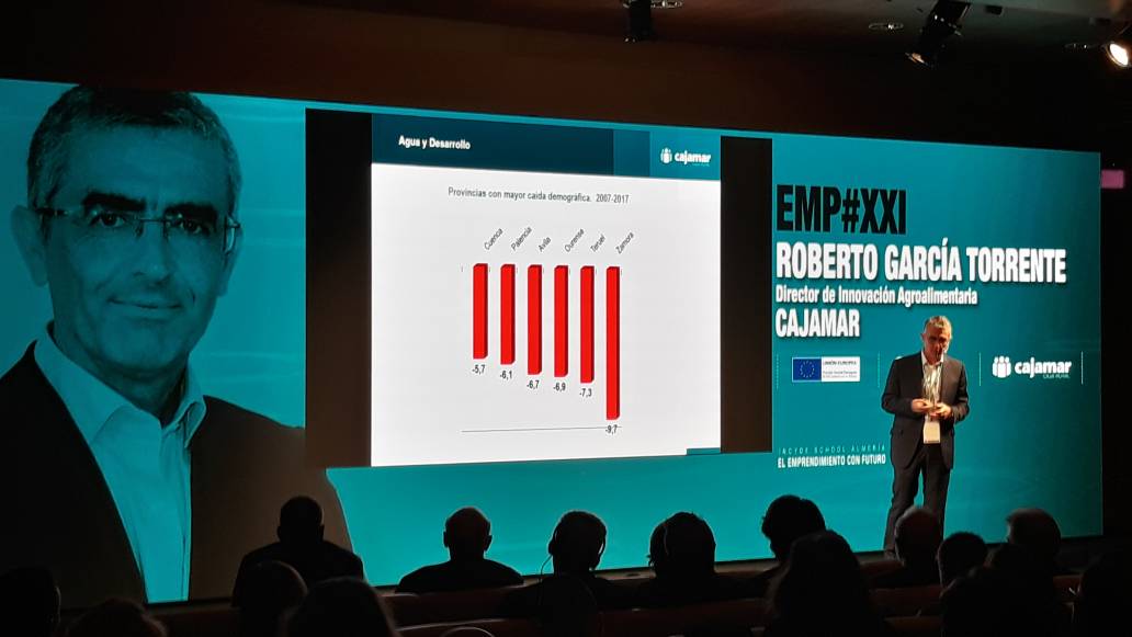ADNAgroFood's tweet photo. Roberto García, director de Innovación Agroalimentaria @Cajamar, para producir un kilo de arroz se necesitan 1.250 litros de agua #EMPXXI #IncydeSchoolAlmería https://t.co/CmGz4l1oKk @FundacionINCYDE @ualmeria @pitalmeria @aytoalm @CamaraAlmeria https://t.co/KU5SUe8Tc2