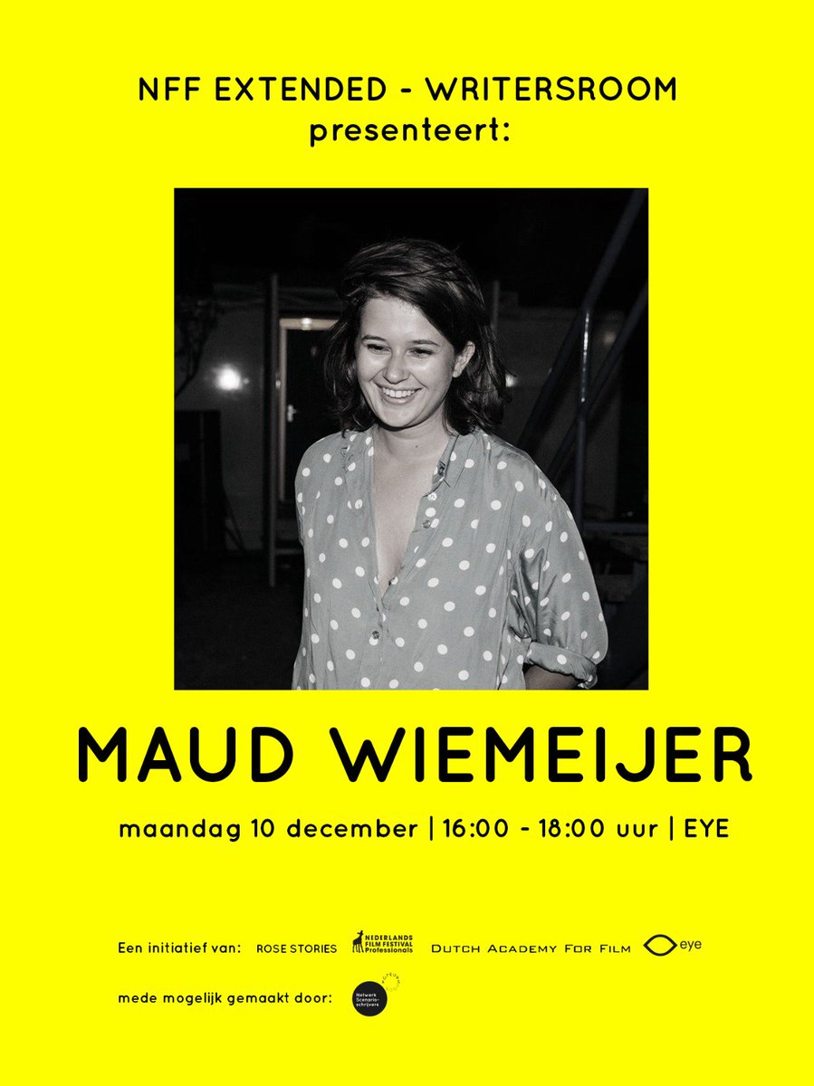 Wij stellen aan jullie voor: Maud Wiemeijer! Op 10 december zal Maud haar verhaal 'Cult' presenteren. Benieuwd naar haar concept?  Schrijf je in om verzekerd te zijn van een plek in de zaal via deze link: bit.ly/writersroomaan…