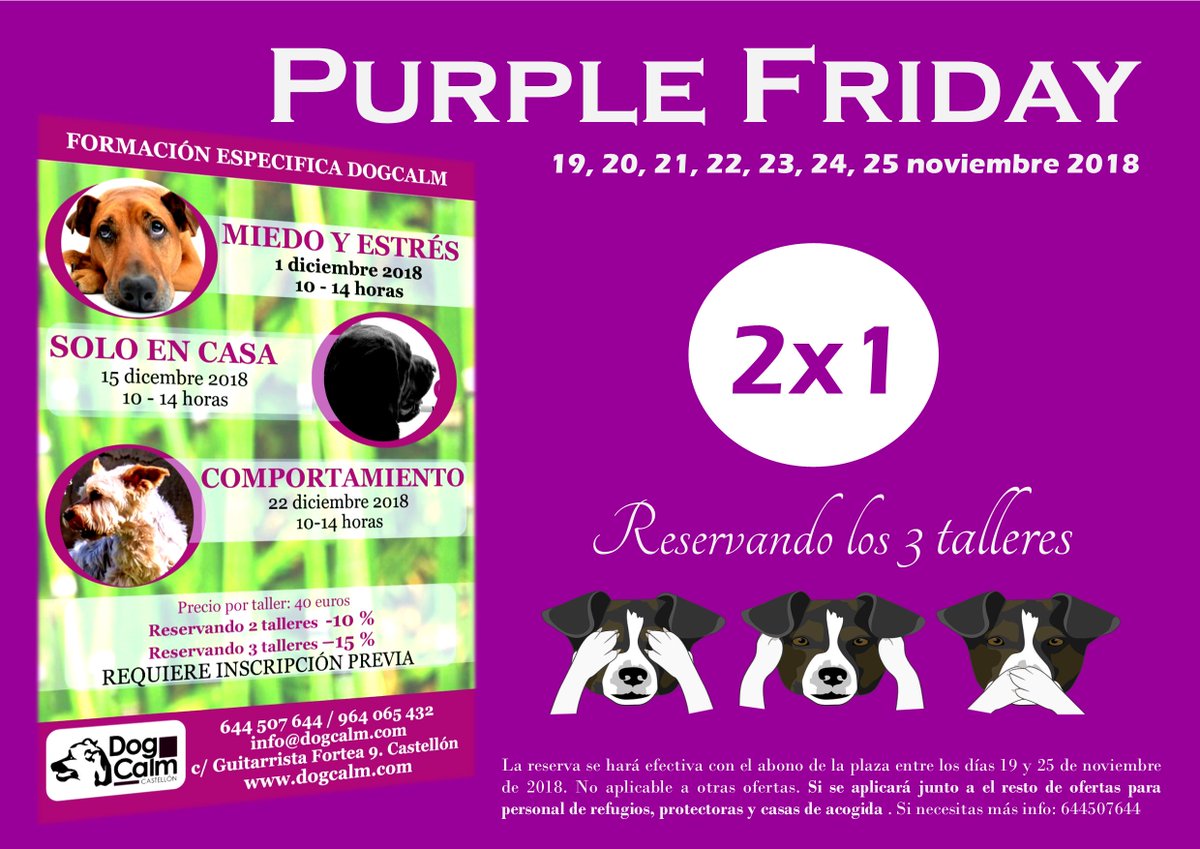 DogCalm's tweet image. ¡Busca acompañante y ven!  2 packs x 1 #DogCalm #Castelló #EducacioCanina #EducaciónCaninaCastellón #SinAversivos #DesdeElRespeto #Miedo #Estrés #Ansiedad #Comportamiento #PurpleFriday #BlackFriday