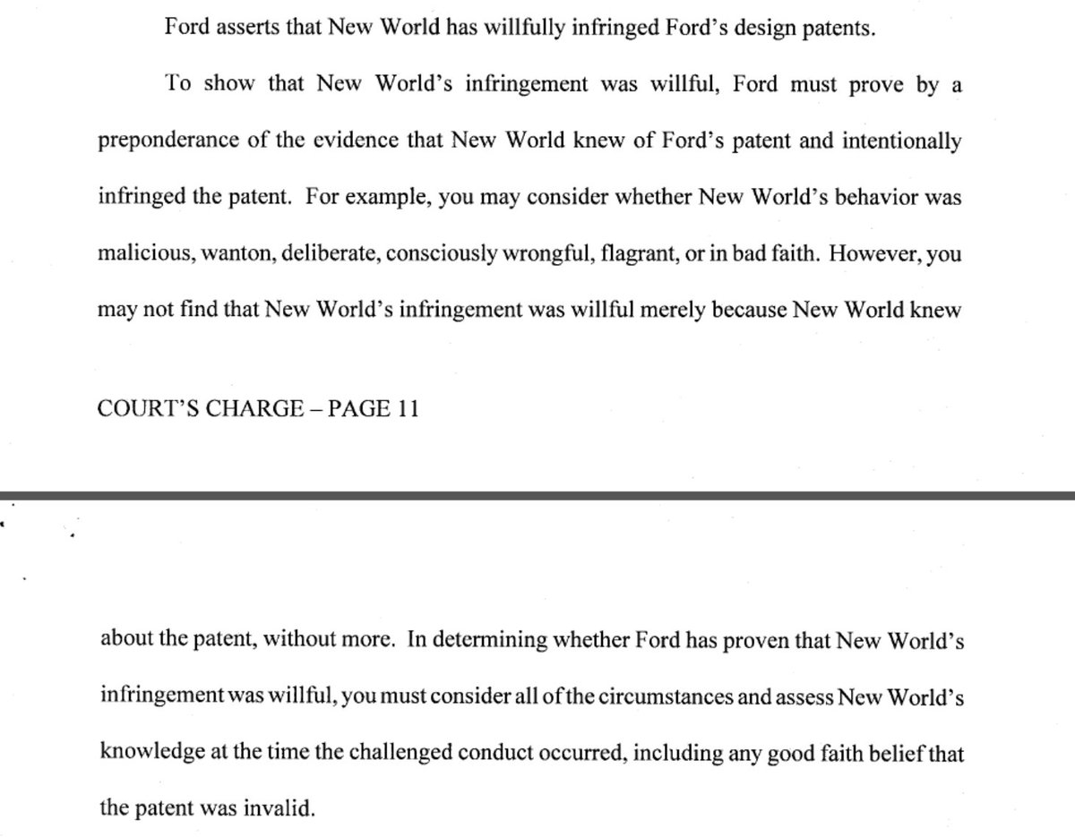 2WitDesign's tweet photo. All 13 @Ford #designpatents not invalid (for indefiniteness) and willfully infringed says jury with damages of $493,057 - see full document at https://t.co/mGqGYhANmP #ip #litigation @SHBLaw https://t.co/4mybAm4xTE