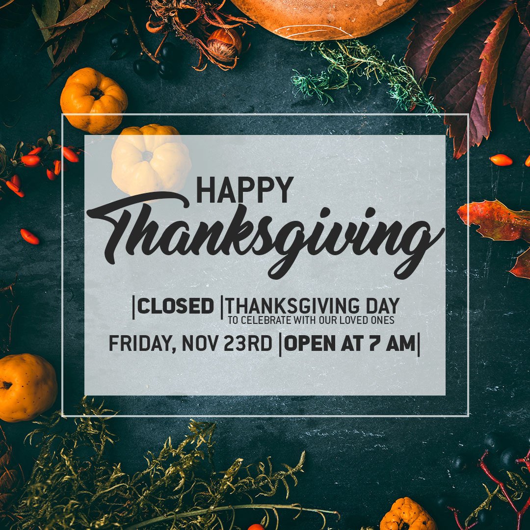 WilcoStores's tweet photo. We will be closed tomorrow, Thursday Nov. 22 on Thanksgiving as we give our employees time off to enjoy the holiday with their friends and family.  We will open early 7 AM on Black Friday.  Have a great Thanksgiving! https://t.co/586OVDVrGX