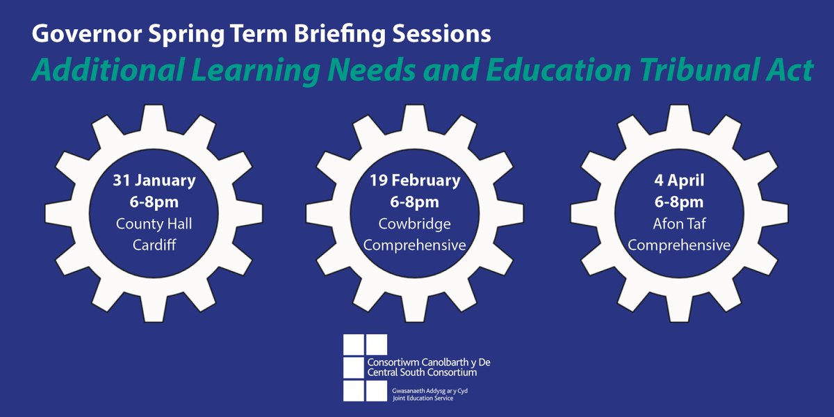 CSC_PLSupport's tweet image. GOVERNORS: sign up to attend one of our briefing sessions to develop your understanding of the implications of the #ALNET Act for schools and LAs. More info: ow.ly/eAk830mFqKI 
@MerthyrCBC @BridgendCBC @cardiffcouncil @VOGCouncil