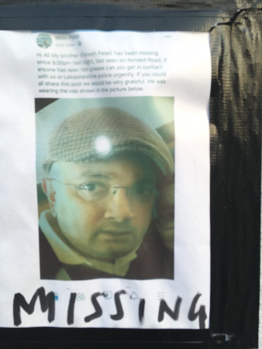 LeicsCares's tweet photo. #FindPareshPatel the #Belgrave community are putting posters everywhere can you help? Please keep sharing @LPBelgrave @BelgraveCommNHW @LeicesterBridge @zinthiyatrust @Dr_Andy_Green @LeicsCares @LCFC @valonline @BBCLeicester https://t.co/Kq8FlJapwH