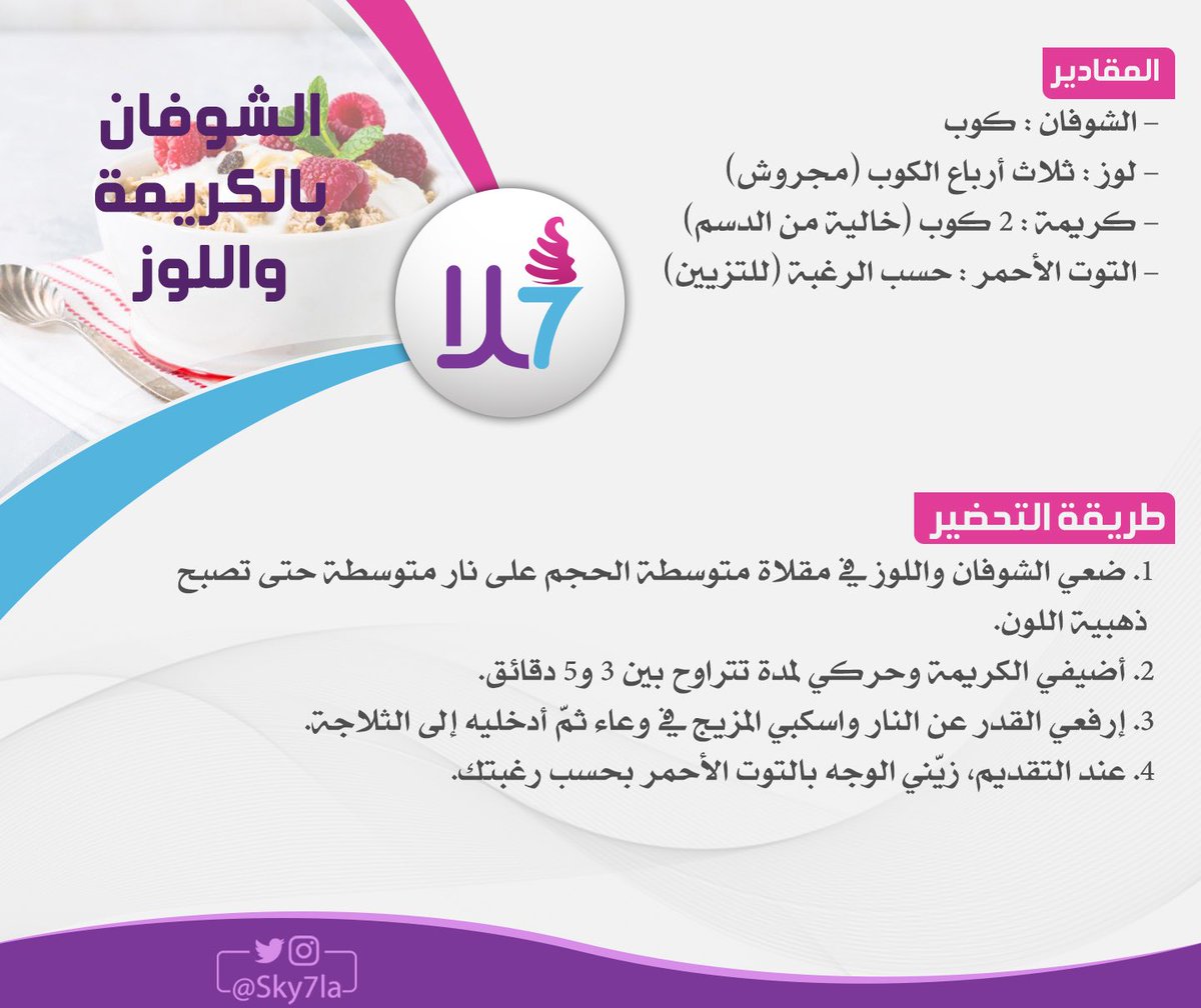 sky7la's tweet photo. الشوفان بالكريمة واللوز ..

#حلا  #مطبخ https://t.co/nyTeBHKgYk