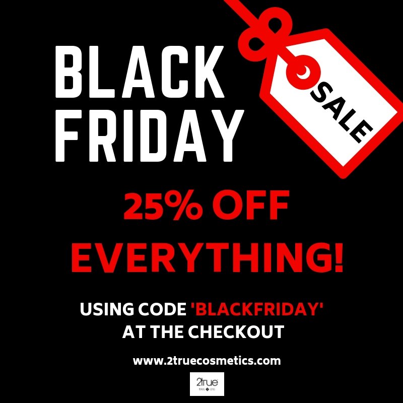 RT &amp; FLW to #win an <a href="/MissBeauty/">Miss Beauty London</a> make up bundle!
Get 25% off the whole site including sale using code BLACKFRIDAY at the checkout! Winner chosen 22/11/18, UK only
2truecosmetics.com