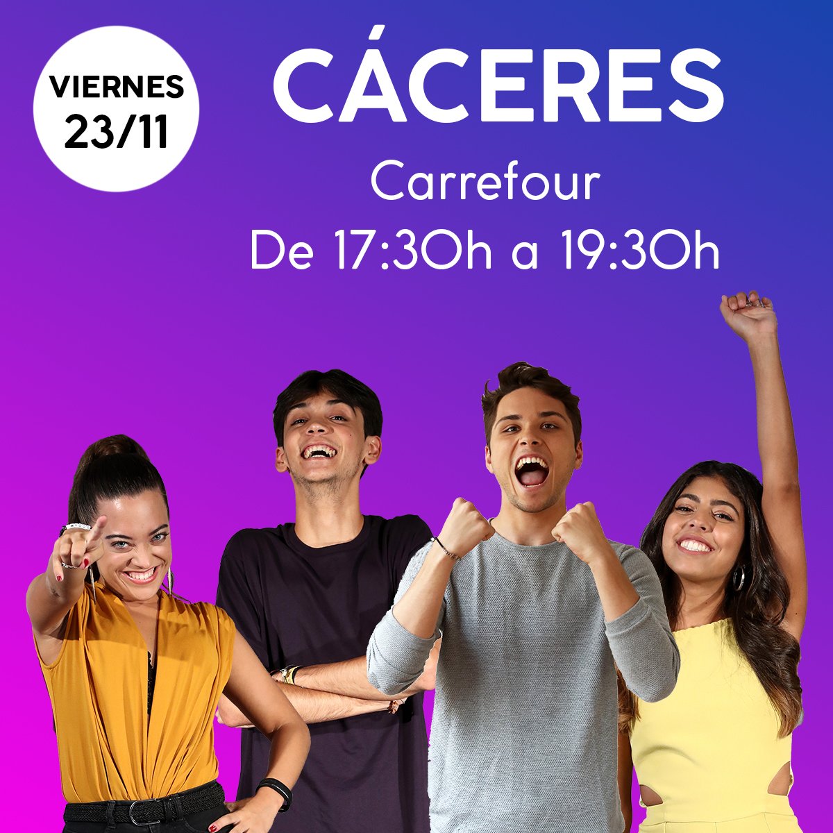 OT_Oficial's tweet photo. 💥 ¡GOOD NEWS! 💥 MÁS FIRMAS de nuestrxs ex-concursantes 🥳 #CÁCERES #CÓRDOBA #BADAJOZ y #GRANADA 😄 Aquí lo tenéis 👇 #OTDirect21NOV https://t.co/aansMtvyRD