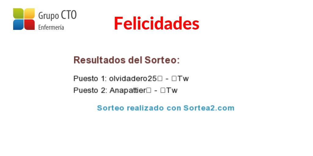 CTOEnfermeriaES's tweet photo. 📣 ¡Ganadores #VadeSatu! 📣

Las dos personas que han ganado el #VadeSatu por medio de twitter son.

@Olvidadero25  y
@Anapattier 

Felicidades 🎉🎉
Nos comunicaremos con ustedes por medio de mensaje directo.

Gracias a todos por participar. https://t.co/wPsGXJUE2E