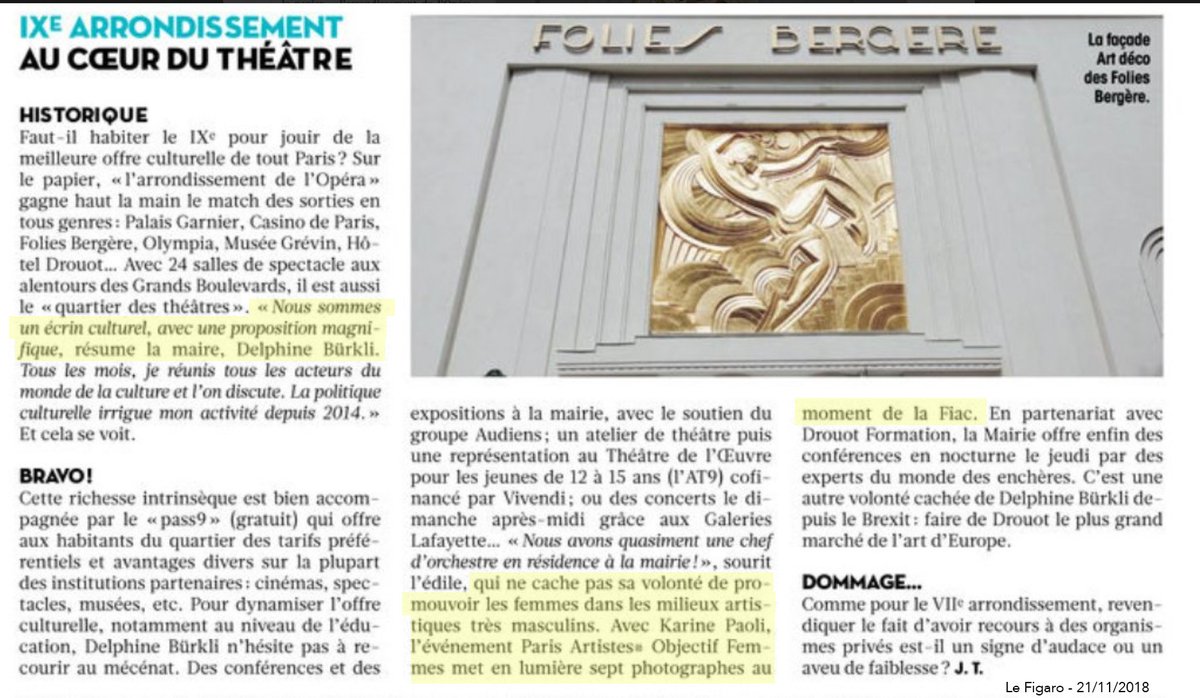 CPARISARTISTES's tweet photo. SCOOP DU JOUR : Un grand merci à @dburkli - @Mairie9Paris  d'avoir cité notre action culturelle dans Le Figaro où #PARISARTISTES &amp; #Objectif_FEMMES sont mis en lumière. Et si vous veniez, chers #entrepreneurs, rejoindre cette belle aventure, en  2019 ?! Nous avons besoin de vous. https://t.co/fudvT0zlnt