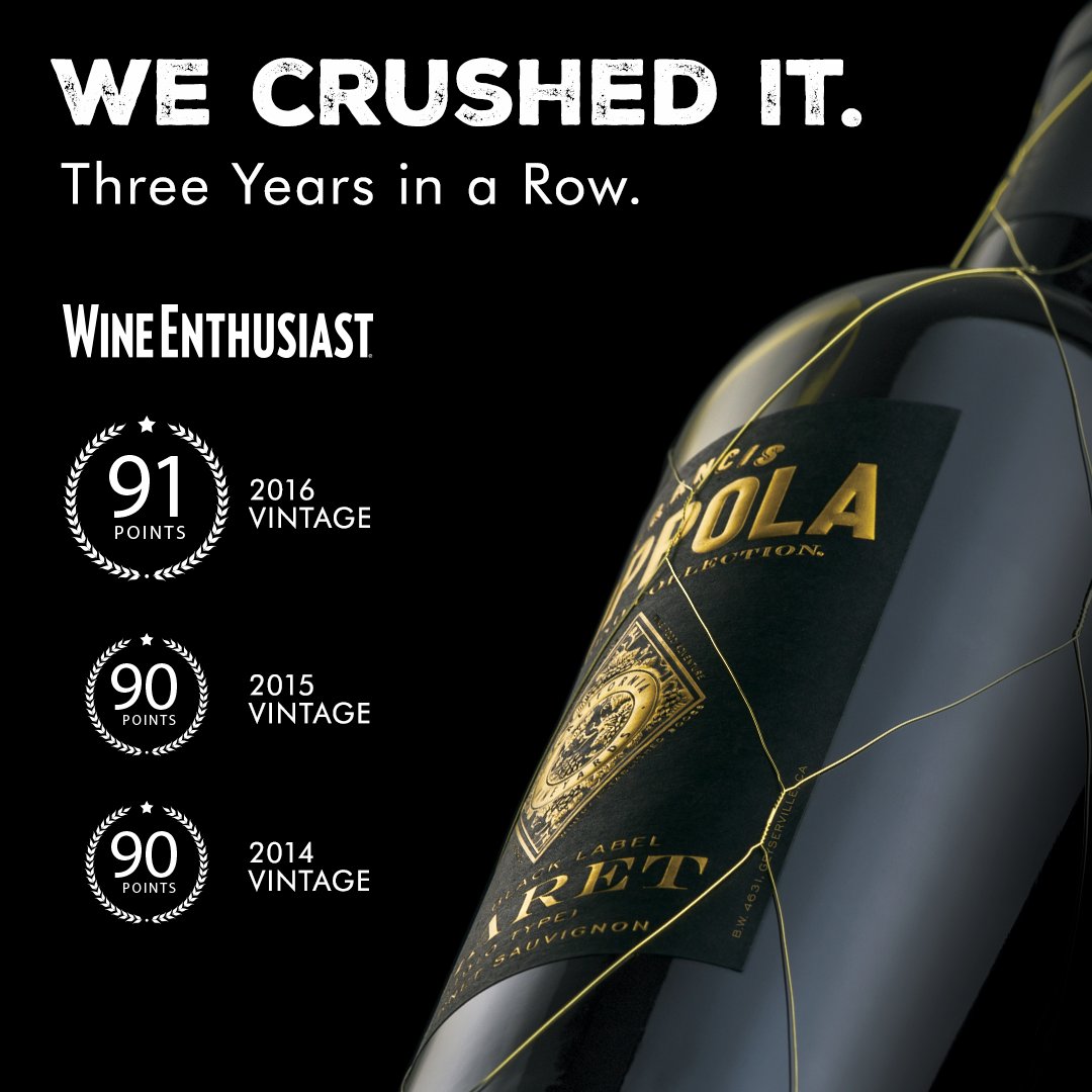 SGWineSpirits's tweet image. Coppola&apos;s winemaking team did it again! @coppolawine @WineEnthusiast #wine #90points #91points #claret #redwine