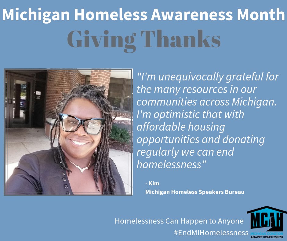 mihomeless's tweet photo. Kim, a Speaker with the #Michigan #Homeless Speakers Bureau, is both #thankful and optimistic this year that together we really can end Michigan homelessness.
#ImpactingHousingwithYourDollars #HAM2018 #EndMIHomelessness #MISpeakersBureau https://t.co/Ntzya4woQ9