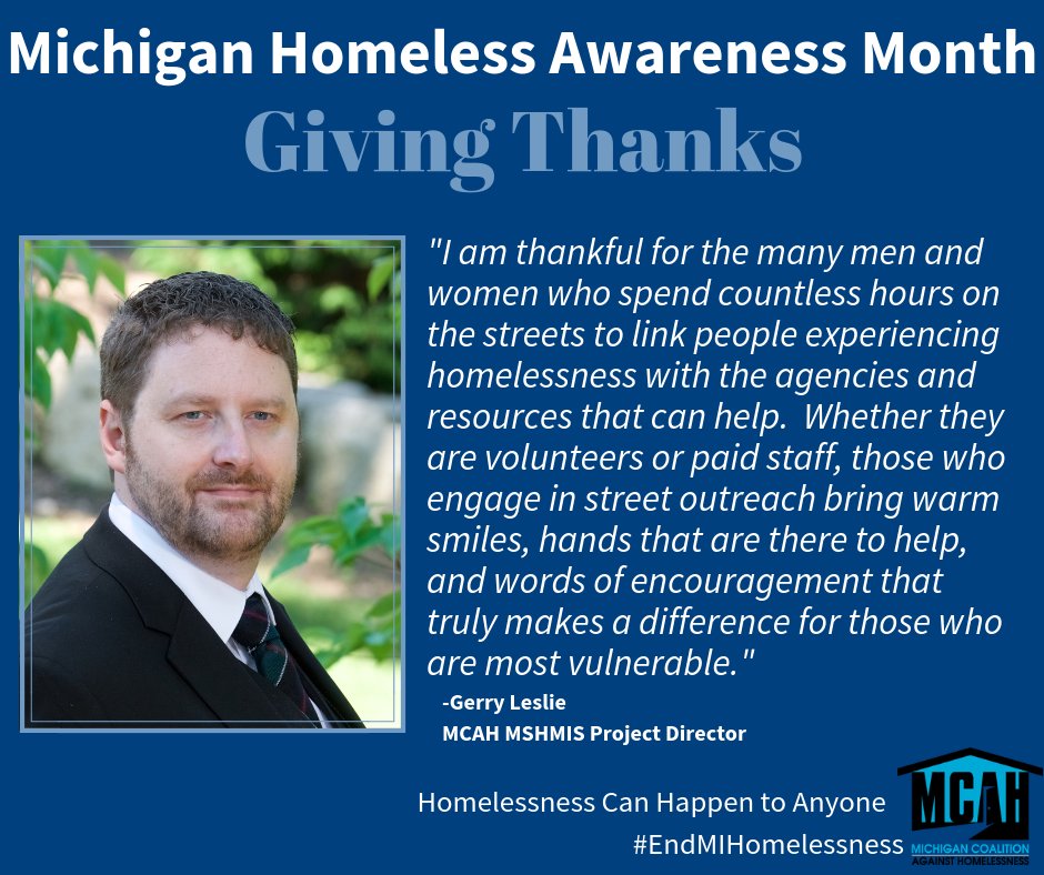mihomeless's tweet photo. We think Gerry says it best - this year we are thankful for YOU and all the work you do to #EndMIHomelessness
Happy #Thanksgiving.
#HAM2018 https://t.co/CVCju5AX9y