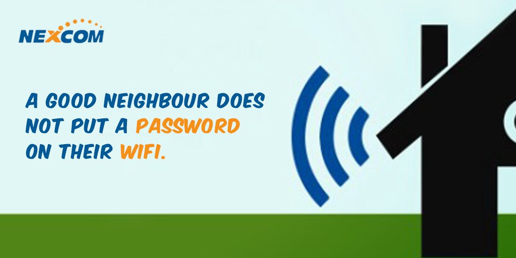 NexcomK's tweet photo. Do you put a password on your wifi? Maybe you are not a good neighbor! #wifi #Sharing #Nairobi #KOT https://t.co/ffhC9ji0zB