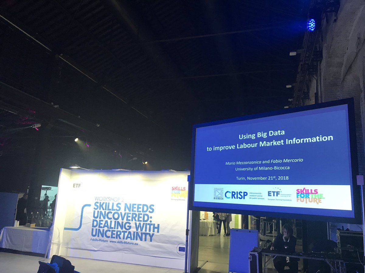 fabiomercorio's tweet photo. Europe stops in Turin today. @unimib and @CRISP_Ricerca we are there for showing how #bigdata and #AI can support labour market intelligence, for real! Thanks @etfeuropa for this exciting day at #skills4future https://t.co/3n8vXoNOEX