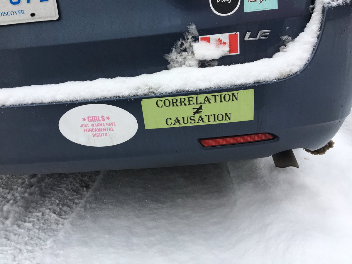 K_Muldoon's tweet photo. Who are you amazing bumper sticker minivan? I think we should be friends. ‘correlation /= causation’. ‘Girls just want to have fundamental rights.’ #bumperstickers #humanrights #studydesign #methodologicalrigour https://t.co/mw1Rlci036