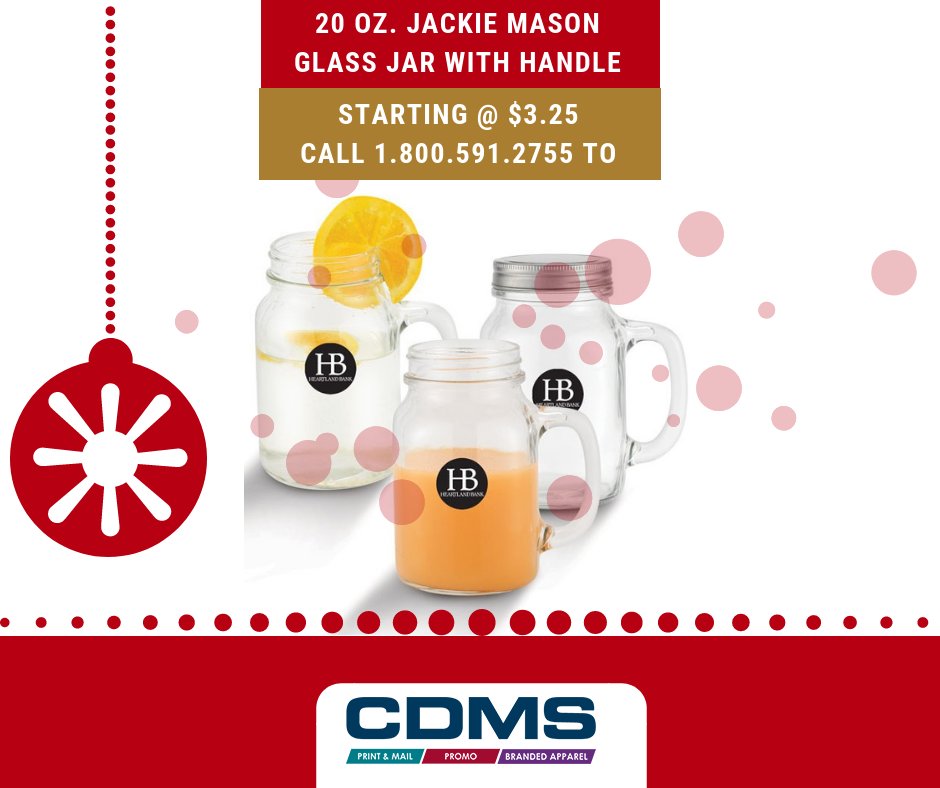 cdmservicesreno's tweet image. Enjoy your holiday drinks with this vintage 20 Oz. Clear Glass Mason Jar with handle from CDMS. Call on 775.823.5336 or visit: bit.ly/2QVZQJg #cdms #cdmservices #masonjar #promoitems #holidaygifts #dualpowerbank #corporategifts #promotionalitems #reno