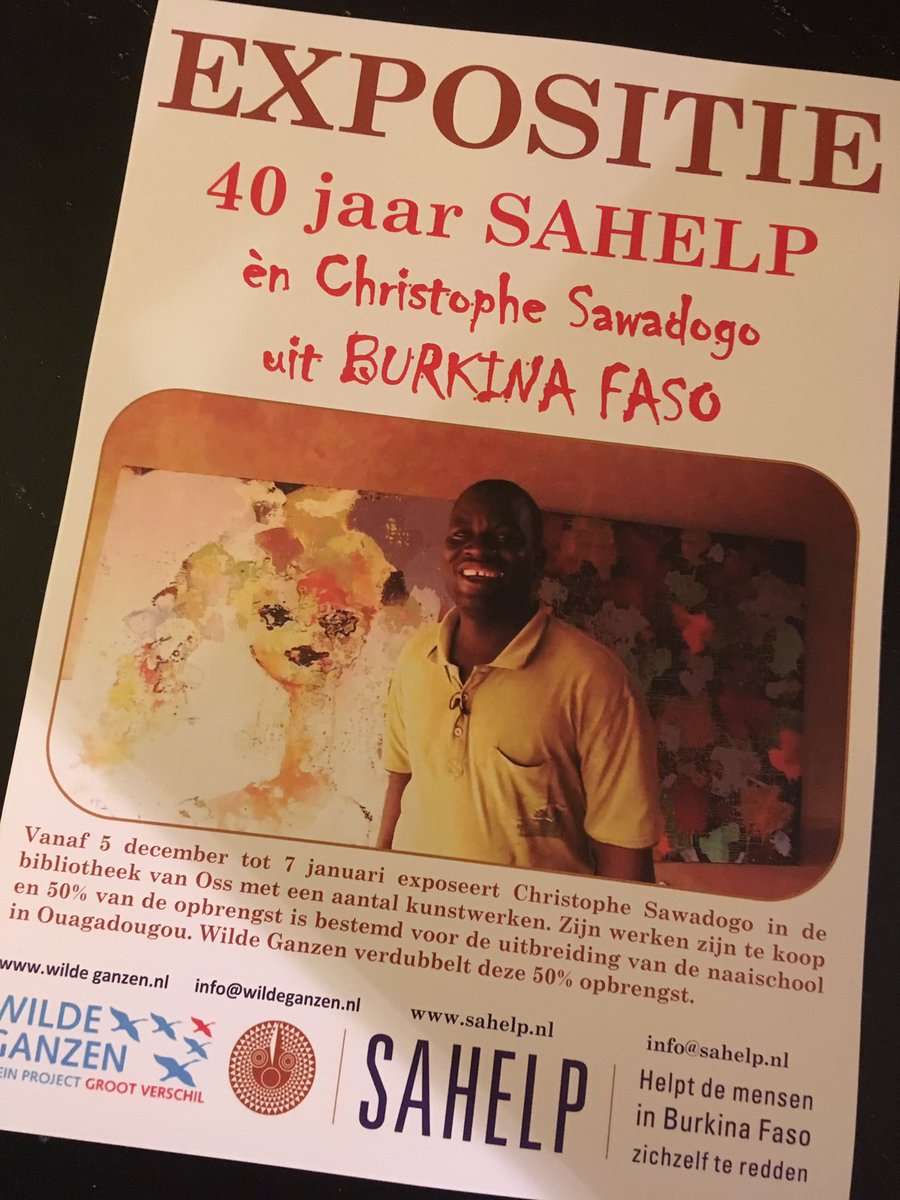 sahelposs's tweet image. De posters zijn binnen!! Voor @Iedereenuitoss vanaf 5 december in @BibliotheekOss expositie schilder uit Burkina Faso ter ere van 40 jaar Sahelp.