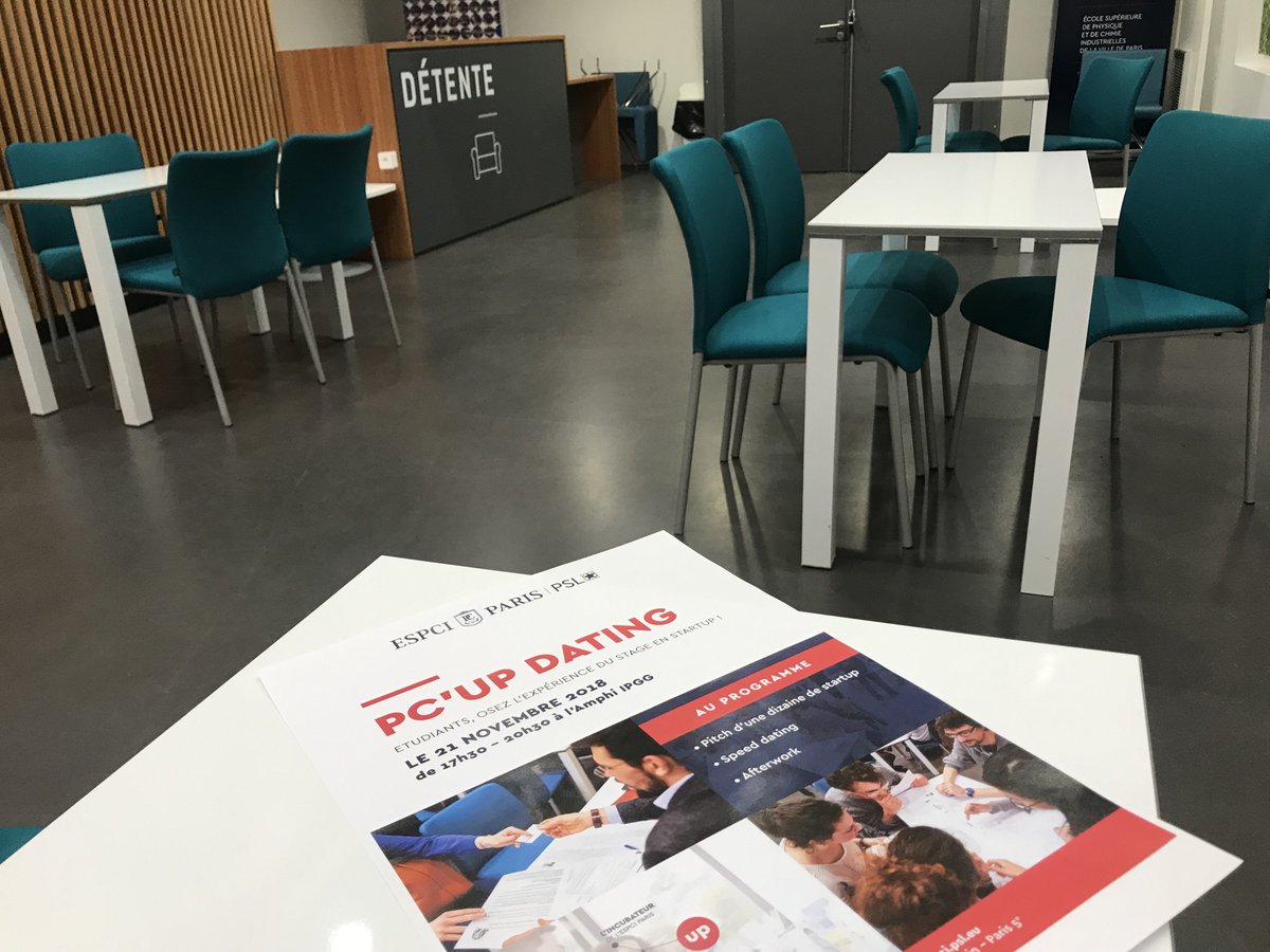 ESPCI_Paris's tweet photo. Ce soir c'est #PCUpdating ! la rencontre entre #étudiants de l'école, de @ChimieParisTech @Paris_Dauphine et les #startup de l'incubateur @PCup_ESPCI ! Au menu : pitchs, discussions, offres de #stage ! https://t.co/MaavBLKa6k