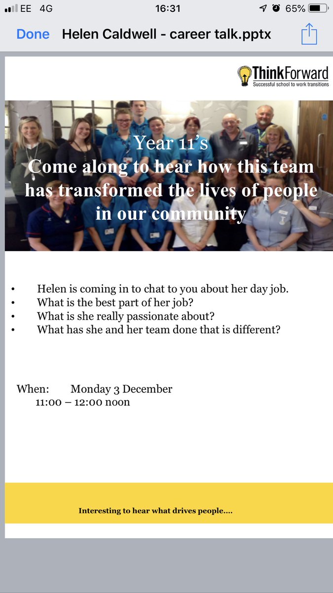 Excited to have had an invite to share my passion for physio to a bunch of year 11s! If you want to pass on your enthusiasm for your NHS profession to the next generation, you can via inspiringthefuture.org/nhs70 #NHSAmbassador