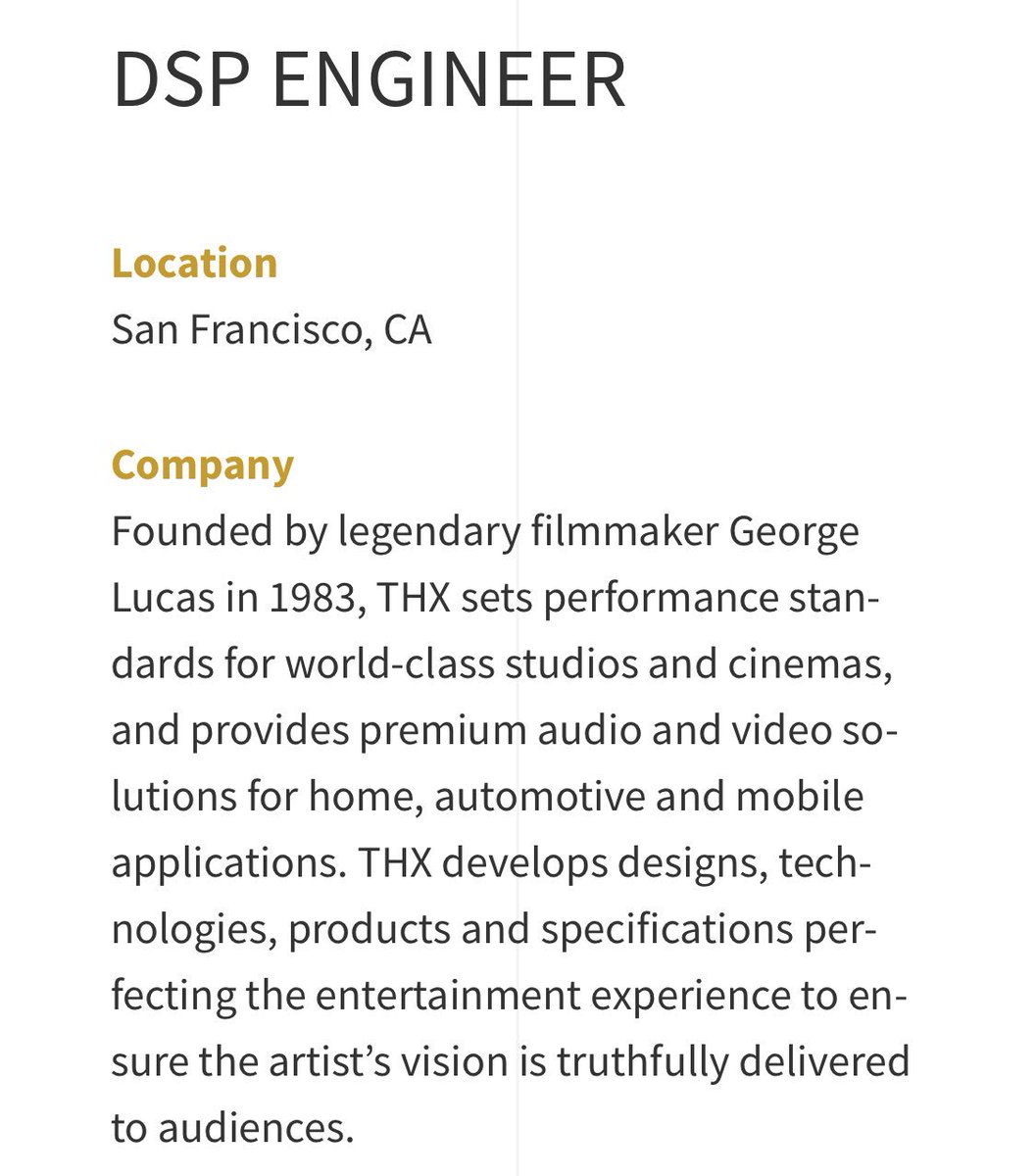 THX's tweet image. #DSP #DSPEngineer We’re hiring 🗣⚡️🔊Join the force behind the legendary #sound we all know &amp;amp; love 🔊 thx.com/blog/careers/d…