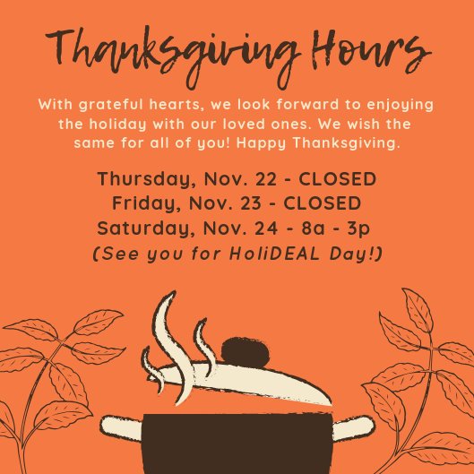 We are so thankful for each and every one of you! We'll see you Saturday. Enjoy your time, love and turkey. Happy Thannksgiving from everyone at Tyler Mason.