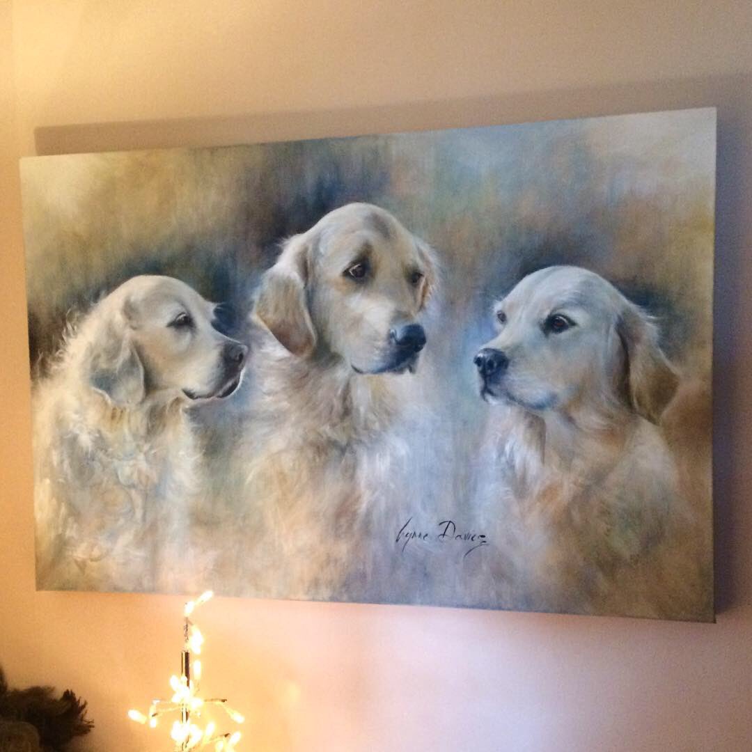 I enjoyed delivering my original Polar bear painting today. What a treat to revisit the original commission of their beautiful dogs, I completed a few years ago.
#petportrait #retreivers #wildlifeart #paintings #originalart #artwork #interiordesign #commission #art #artist