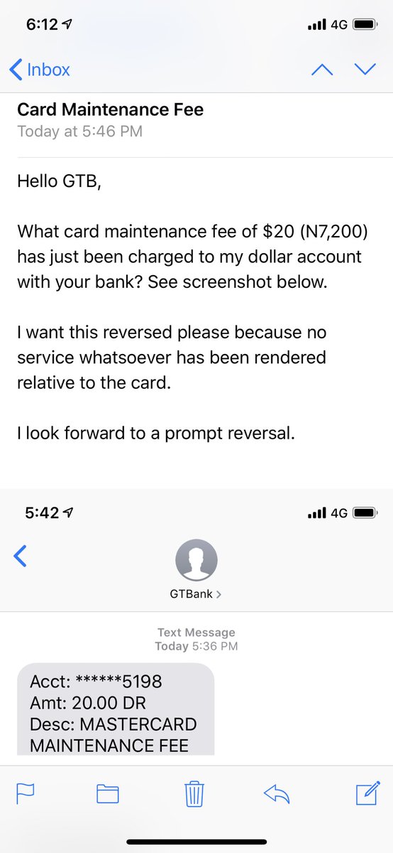 WoleOgundare's tweet photo. ⁦⁦@gtbank_cards⁩ ⁦@gtbank⁩ #cardmaintenancefee on a dollar account for what service exactly?

What fraud are Nigerian banks up to? 

What plain/daylight thievery is this? I’m expecting a prompt reversal! https://t.co/WPyoVTQxVJ