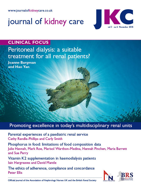 NOVEMBER COVER PREVIEW: peritoneal dialysis, paediatric renal care, phosphorus in food, vitamin K2 supplementation, the ethics of adherence, patient story, dealing with personal traumas at work AND updates from the BRS, ANN UK, Kidney Research UK