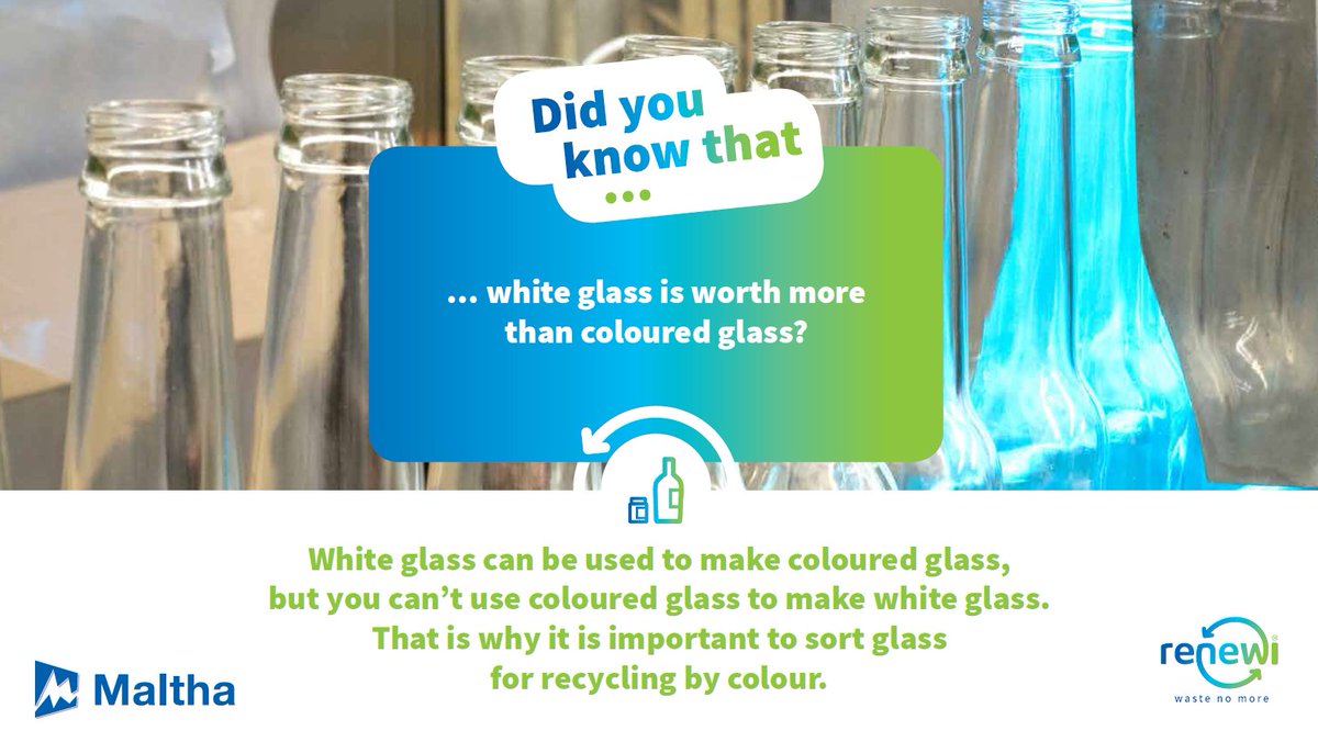 Renewi_plc's tweet photo. Glass is the perfect raw material for new #glass, because it can be used again and again. The collected glass is broken up at our #Maltha Glass Recycling site and stripped of all pollution, such as plastics, metals and ceramics, stone and porcelain. #WasteNoMore #Recycling https://t.co/kf603mcJnU