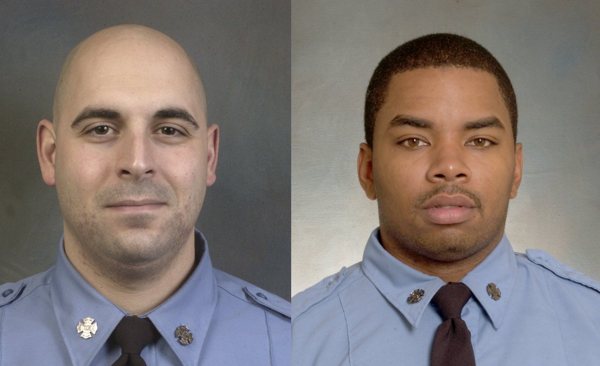 FDNY's tweet photo. #FDNY Firefighters Gary Schiffmacher and Karim Washington #Ladder32 rescued an individual yesterday at a 4-alarm fire in the #Bronx. Read more: https://t.co/JAlnhD4RPM https://t.co/ZvHnRKr29j