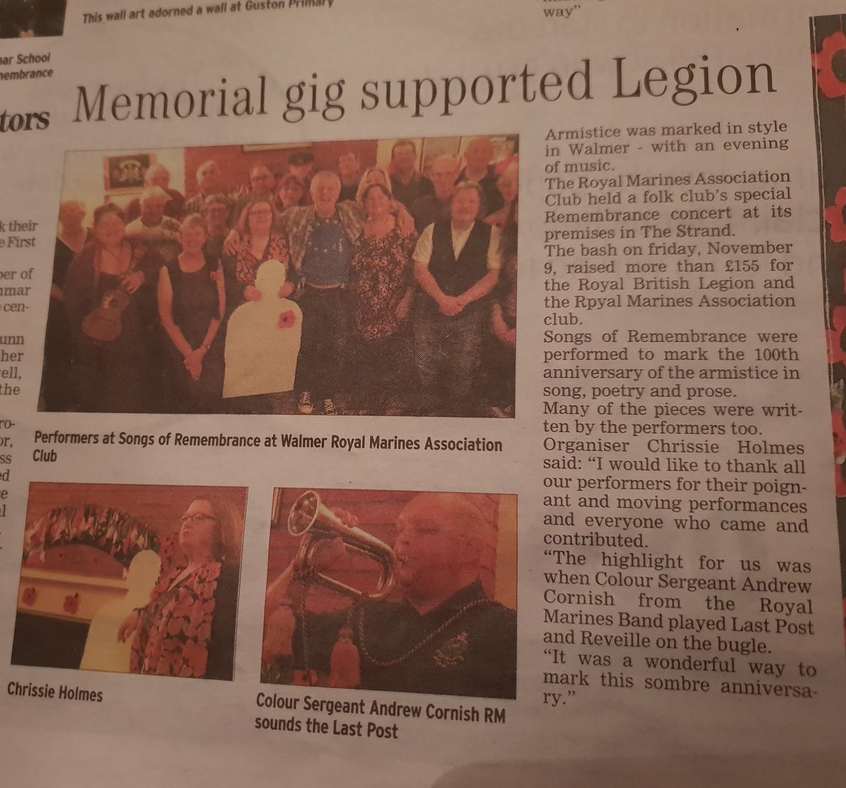 Thank you <a href="/EastKentMercury/">East Kent Mercury</a> for covering Deal Friday Folk Club's Songs of Remembrance at the RMA in Walmer <a href="/RoyalMarines/">Royal Marines</a> <a href="/RMHeritageTrail/">RM Heritage Trails</a> <a href="/PoppyLegion/">Royal British Legion</a>