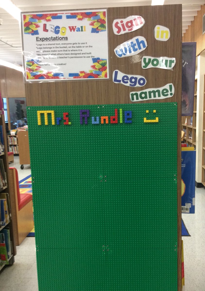 When wall space is at a premium, you improvise!  New LEGO wall and table in LLC!  Looking forward to some great STEM challenges! @EvelynHar2017