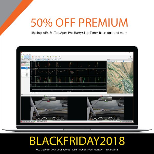 TrackAttackApp's tweet photo. #BlackFridayDeals and #CyberMonday - 50% off @TrackAttackApp premium membership!  #SimRacing #iRacing #motec #aimsportline #iwannagofast #thegiftofspeed https://t.co/4dpCJhNSOT