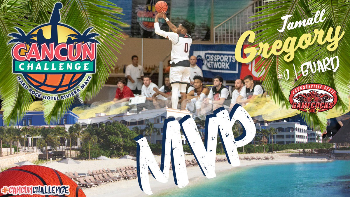 CancunChallenge's tweet photo. Congrats to Jacksonville State's Jamall Gregory on being named the Mayan Division MVP!  #CancunChallenge https://t.co/WsLeUoqAOq