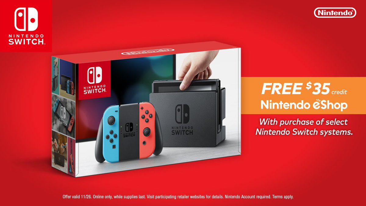 Nintendo Of America On Twitter The Nintendoswitch Deals Continue For Cybermonday While Supplies Last Grab A Nintendo Switch System From Participating Online Retailers For 299 99 And Get 35 In Nintendo Eshop Credit