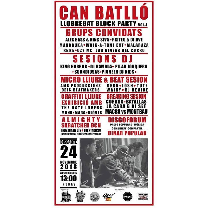 BCNreggae's tweet photo. Este sábado nos vemos en #CanBatllo en la cuarta edición de las Llobregat Block Party 🔉 Estaremos un montón de artistas aportando nuestro granito de arena en la jornada🔥 🙌🏼
FREE
#CanBatllo #llobregatblockparty ##reggaeandhiphop #KingHorror #graffiti … https://t.co/2JcHw0HUfg https://t.co/VVkV94wOcK