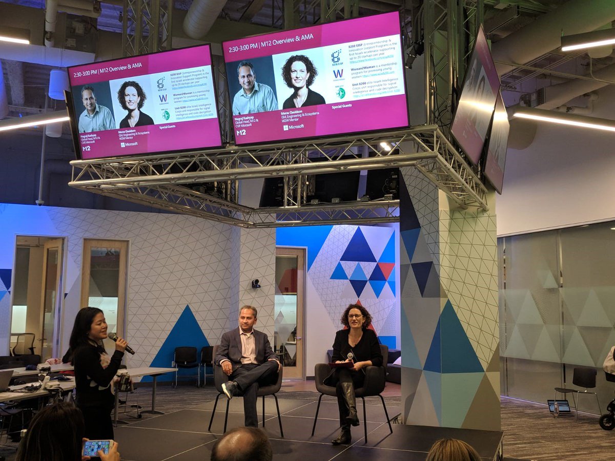 MSFTReactor's tweet photo. #ReactorSF meets #ReactorTelAviv 🇮🇱: Delegations from W2W, a program shaping the next women leaders in Israel, &amp; the #8200EISP startup accelerator for early-stage entrepreneurs joined @meravdav for a conversation with @kashyapn, a #MR demo and, of course, that Reactor Swag! 🧡😎 https://t.co/fGYl3NKS6O
