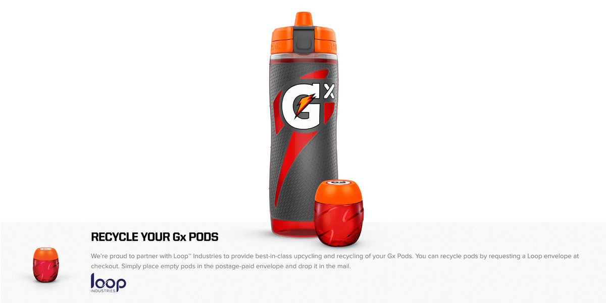 Did you know Loop is a part of Gatorade's revolutionary Gx customizable hydration system? Gx/Loop free mail-back pouches enable pods to be reused through our plastic UpCycle process while you recharge and get back in the game. #PackagingDesign #InTheLoop #Sustainability