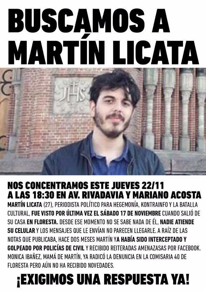 difusionjvg's tweet photo. BUSCAMOS A MARTÍN LICATA https://t.co/uHyfnGNcCn