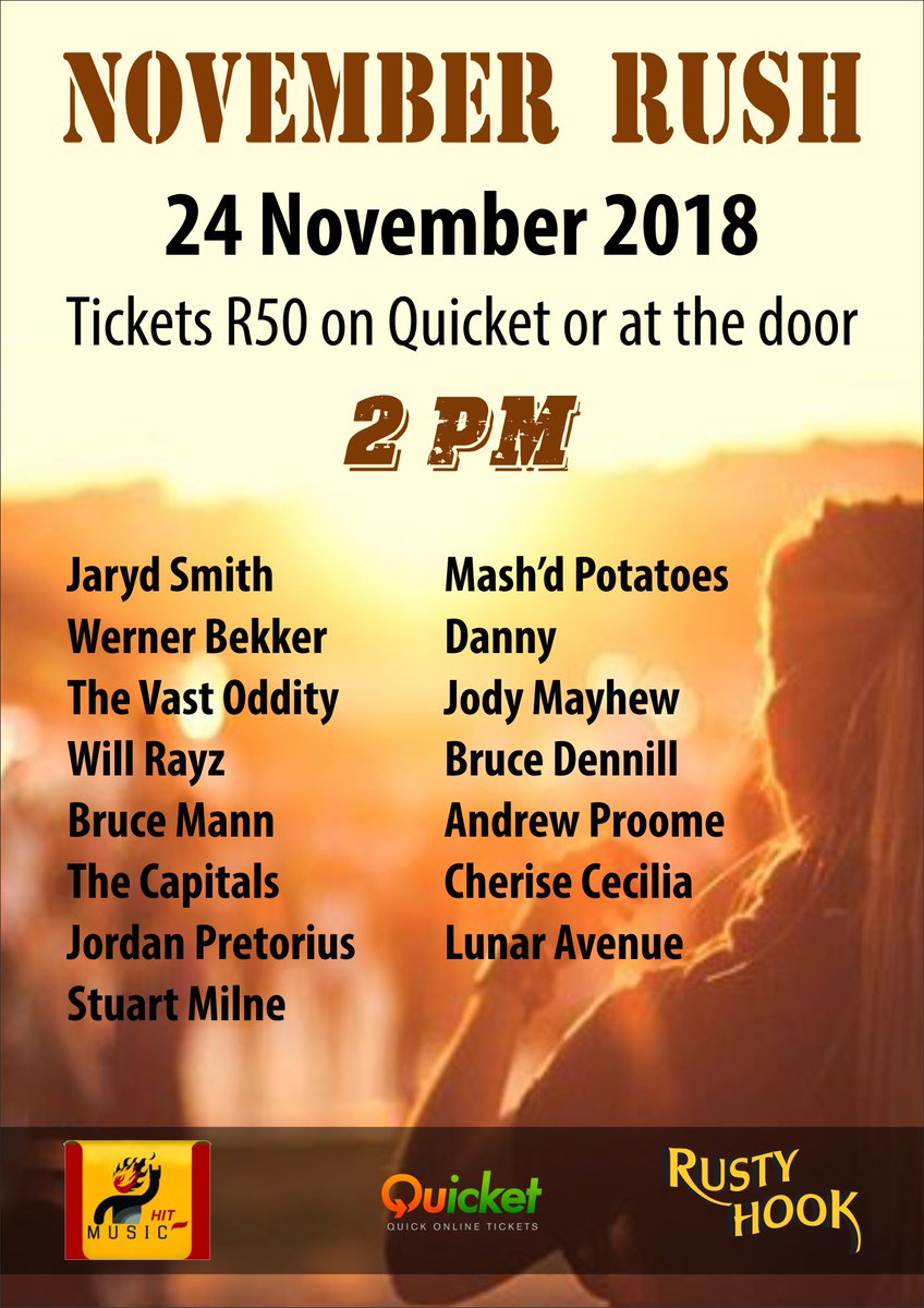 WernerBekker_'s tweet photo. Will be jamming some tunes at @RustyHookPub on Saturday! 15 artists, 3 stages and only R50 at the door https://t.co/yXkrqy7RFc https://t.co/bzOWh66P6o