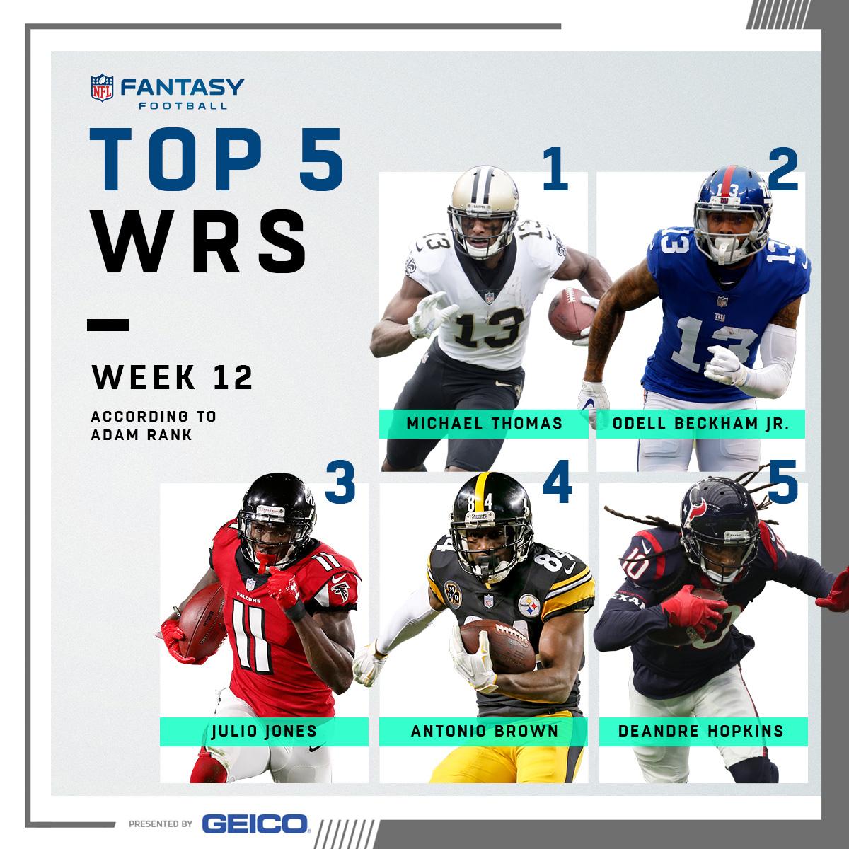 NFLFantasy's tweet image. Top 5 QBs ✅
Top 5 WRs ✅
Top 5 TEs ✅
For Week 12 by @adamrank 

((presented by @GEICO))